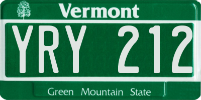 VT license plate YRY212