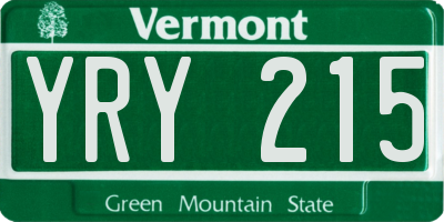 VT license plate YRY215