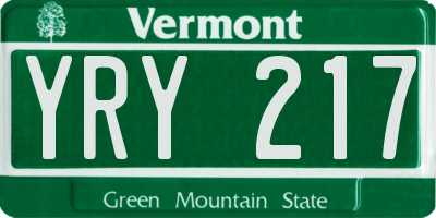 VT license plate YRY217