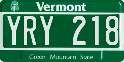 VT license plate YRY218