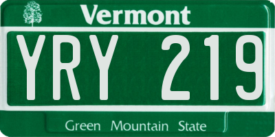 VT license plate YRY219