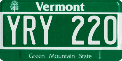 VT license plate YRY220