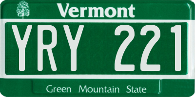 VT license plate YRY221