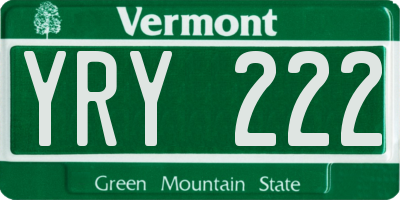 VT license plate YRY222