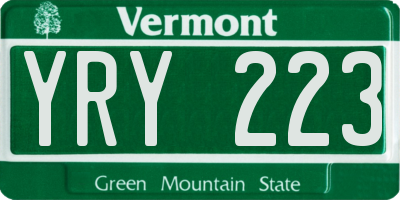 VT license plate YRY223