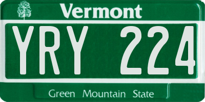 VT license plate YRY224