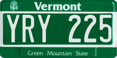 VT license plate YRY225