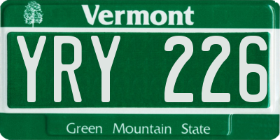 VT license plate YRY226