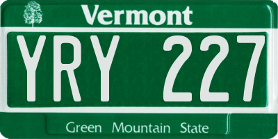 VT license plate YRY227