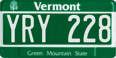 VT license plate YRY228