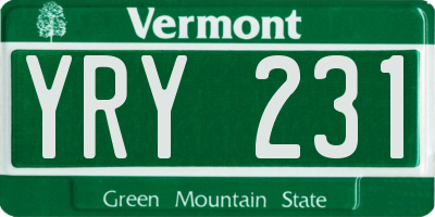 VT license plate YRY231