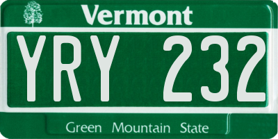 VT license plate YRY232