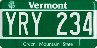 VT license plate YRY234