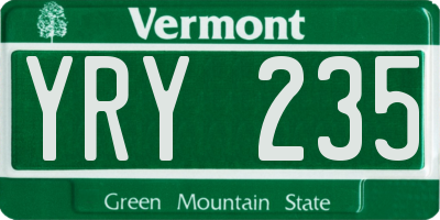 VT license plate YRY235