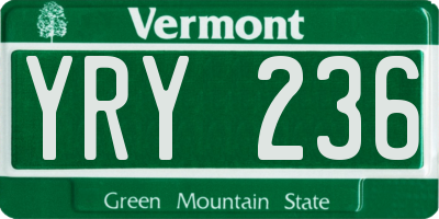 VT license plate YRY236