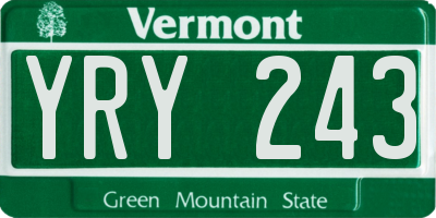 VT license plate YRY243