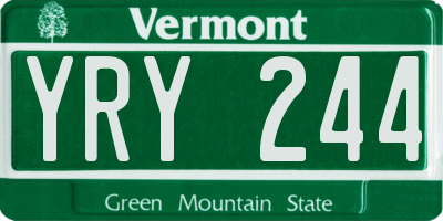 VT license plate YRY244
