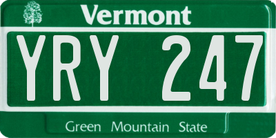 VT license plate YRY247