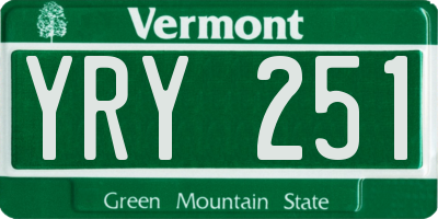 VT license plate YRY251