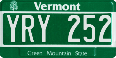 VT license plate YRY252