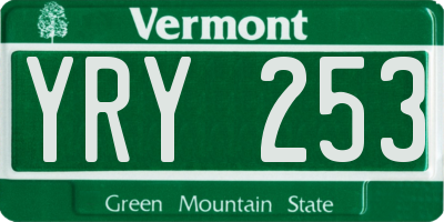VT license plate YRY253