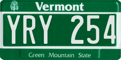 VT license plate YRY254