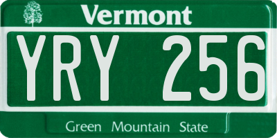 VT license plate YRY256