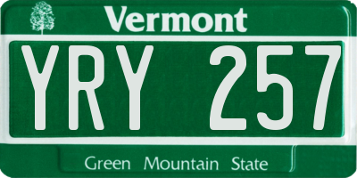 VT license plate YRY257