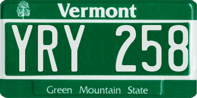 VT license plate YRY258