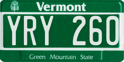 VT license plate YRY260