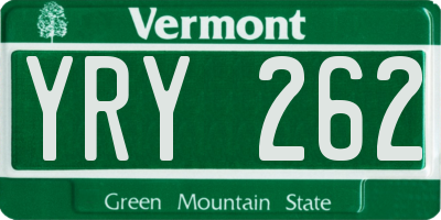 VT license plate YRY262