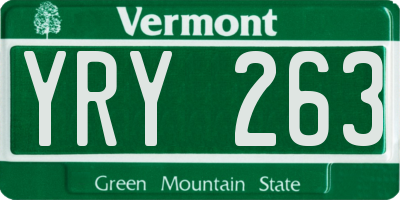 VT license plate YRY263
