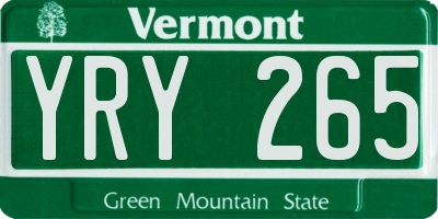 VT license plate YRY265