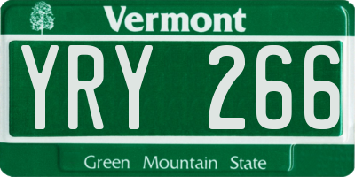 VT license plate YRY266