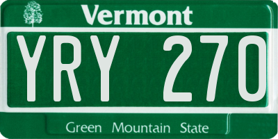 VT license plate YRY270