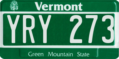 VT license plate YRY273