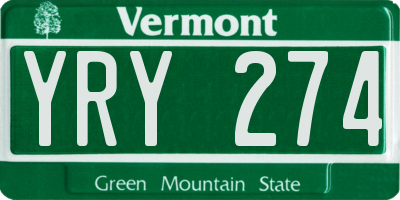 VT license plate YRY274