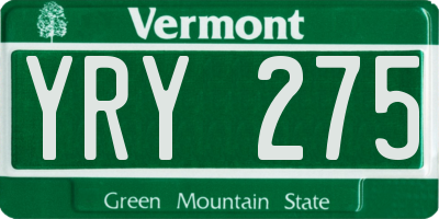 VT license plate YRY275