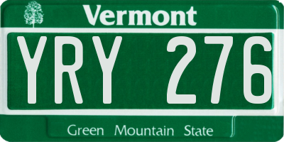 VT license plate YRY276