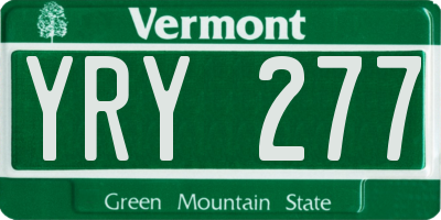 VT license plate YRY277