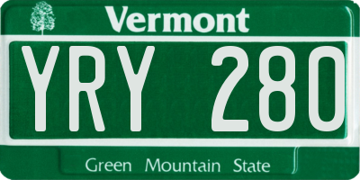 VT license plate YRY280