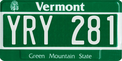 VT license plate YRY281