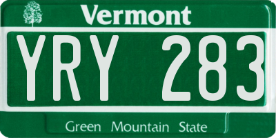VT license plate YRY283