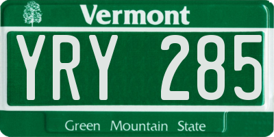 VT license plate YRY285