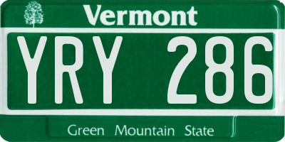 VT license plate YRY286