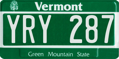 VT license plate YRY287