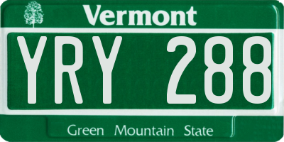 VT license plate YRY288