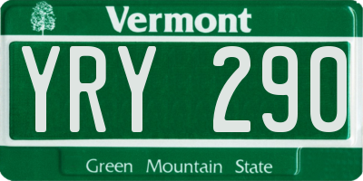 VT license plate YRY290