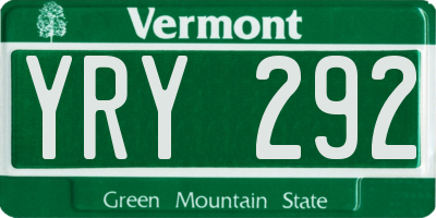 VT license plate YRY292