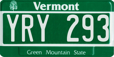 VT license plate YRY293